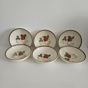 Set Of 6 Metlox Poppy Trail California Strawberry 7 in. Soup/ Salad Bowls